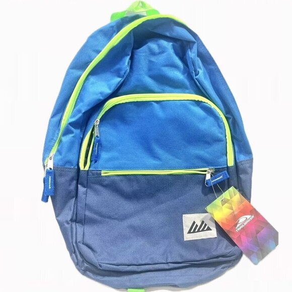 Trailmaker Backpack Classic Blue with Green Yellow Straps & Zipper NWT - Picture 2 of 9